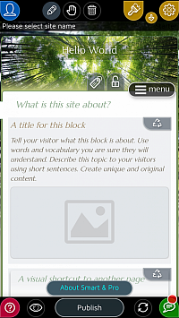 Täysin varusteltu verkkosivustojen rakennustyökalu puhelimeesi
