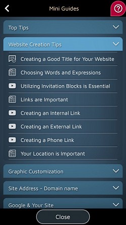 Jos sinulla on kysyttävää, valitse punainen kuvake vasemmassa alakulmassa.