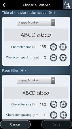 Voit myös valita fontin kullekin tekstityypille.